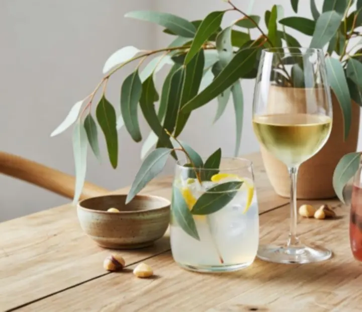 Australian wines and colourful coastal cocktails on a timber bar