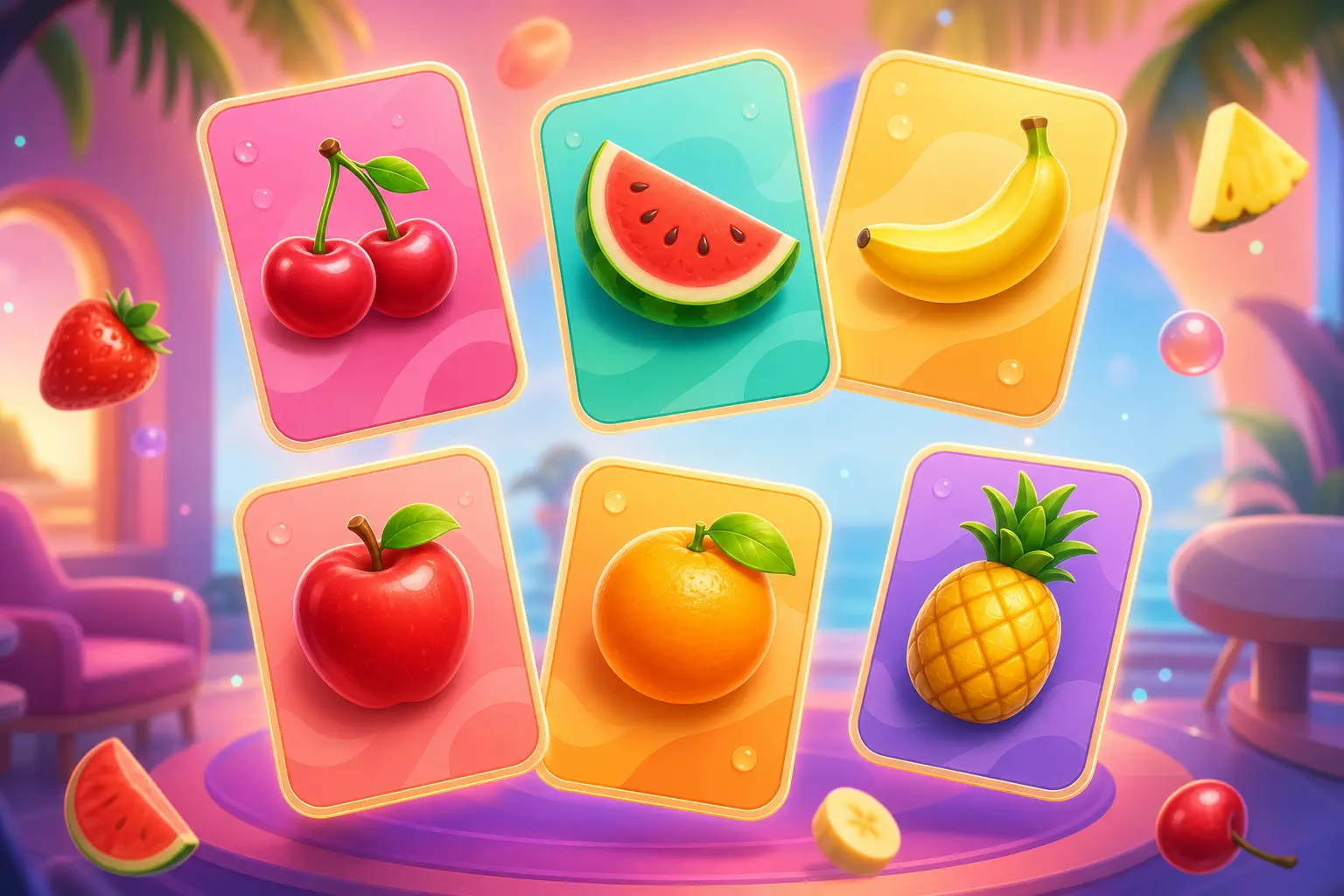 Matching fruit symbols on KiwiiPlay
