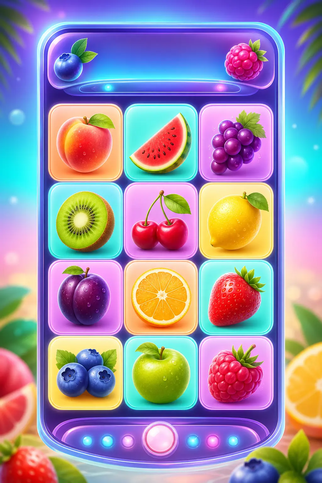 Three reels with fruit symbols